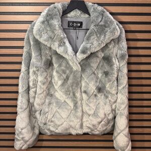 Women's Gray Faux Fur Jacket